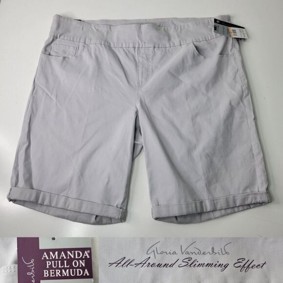 NEW 24W SLIMMING PULL ON GRAY GLORIA VANDERBILT AMANDA BERMUDA SHORTS 3X NWT - Picture 1 of 11